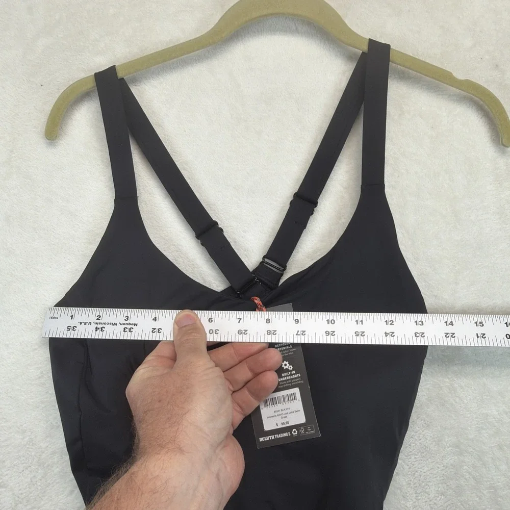 Alaskan Hardgear Womens Lost Lake Swim Dress 14 Black UPF 50 Built In Bra NWT